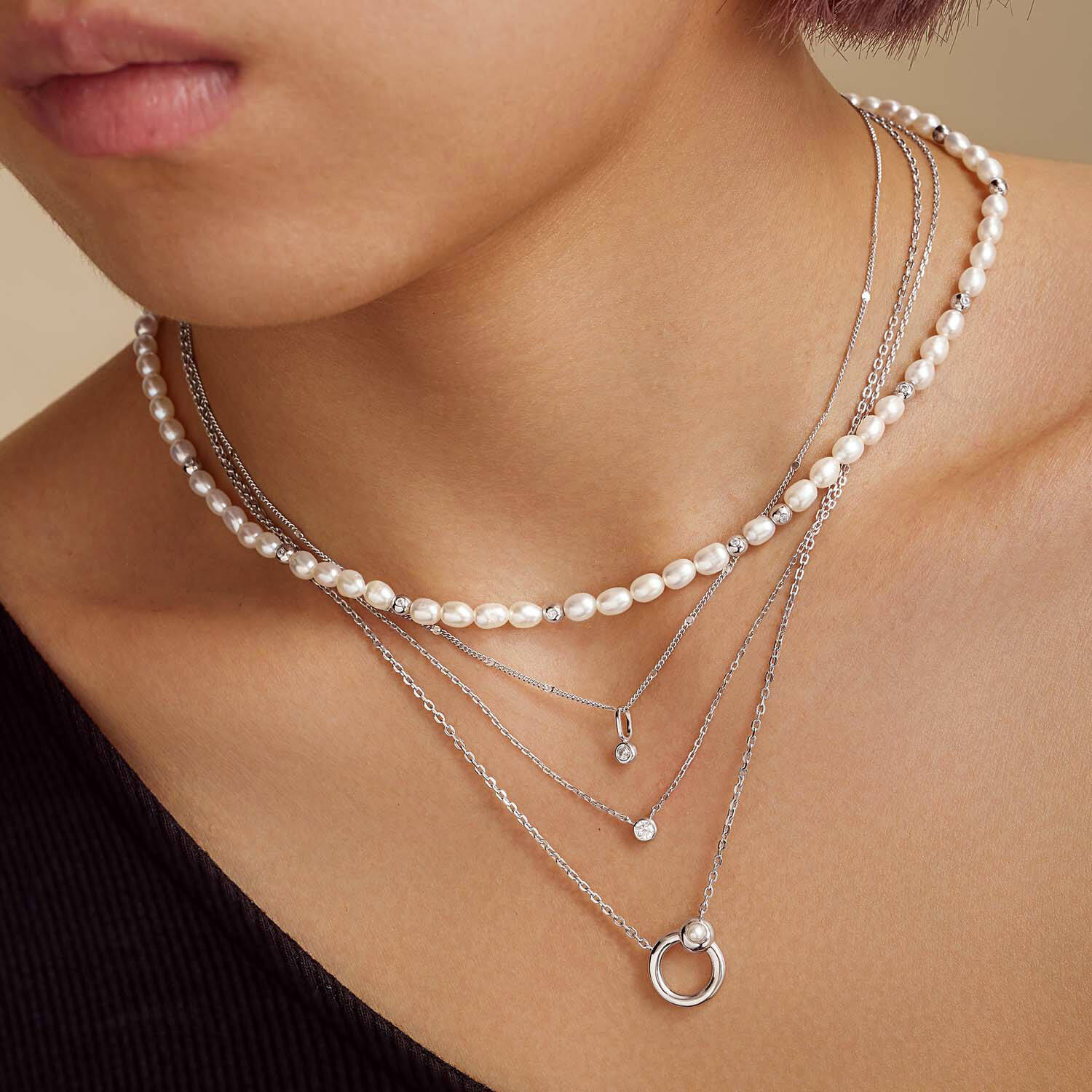  Chic Creator - Argent / Rhodié - Perle - 45cm